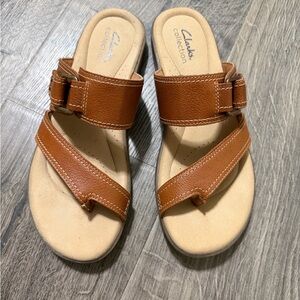 Clarks Brown leather /Suede Slip-On Mule